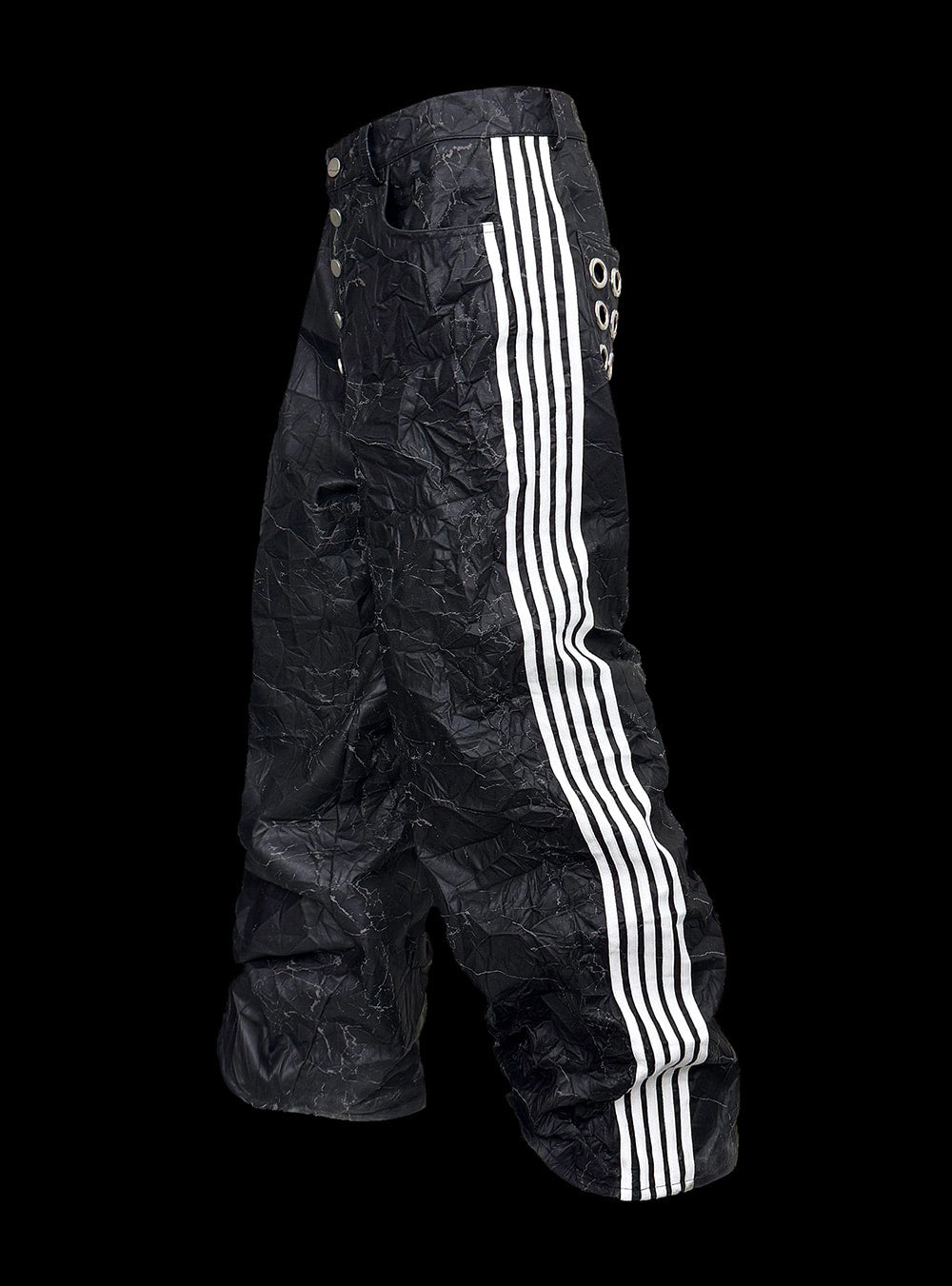 [99CLUB]Five-Stripe Crinkled Eyelet Pants