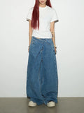 【MICHINNYON】Folding-waist Wide Jeans