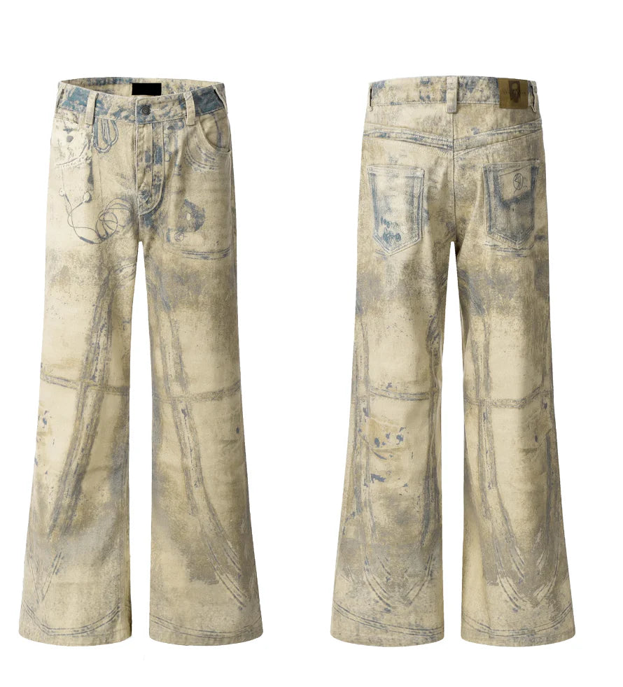 【MICHINNYON】Graffiti Wide Pants