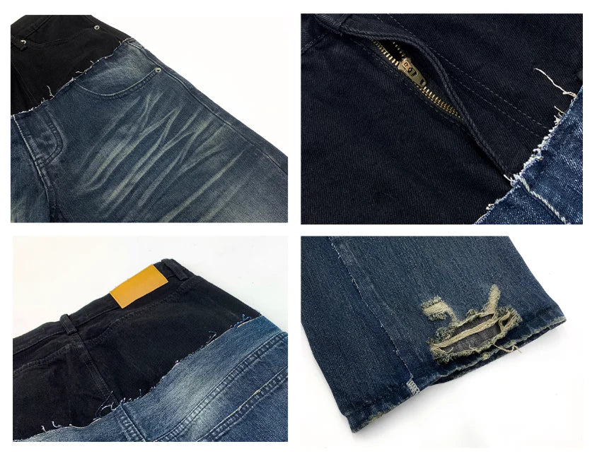 【MICHINNYON】Layered Waist Baggy Denim