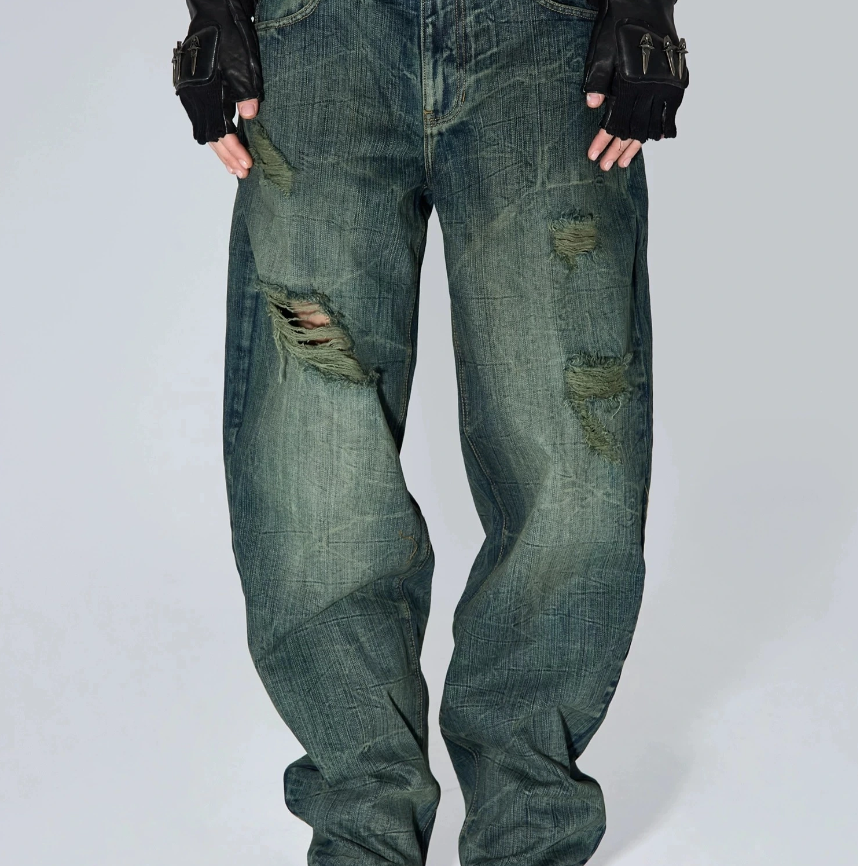 Fourth3ex 25SS Water ripple scimitar jeans