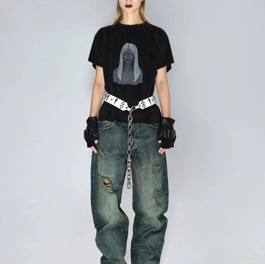 Fourth3ex 25SS Water ripple scimitar jeans