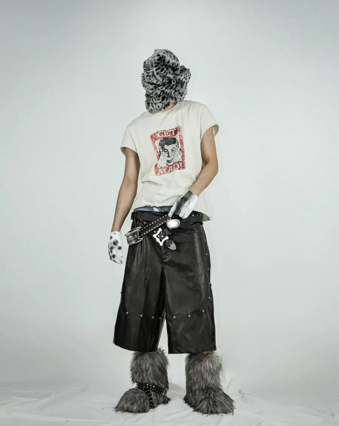 LOSECONTROLEDGE PU Leather Half Pants