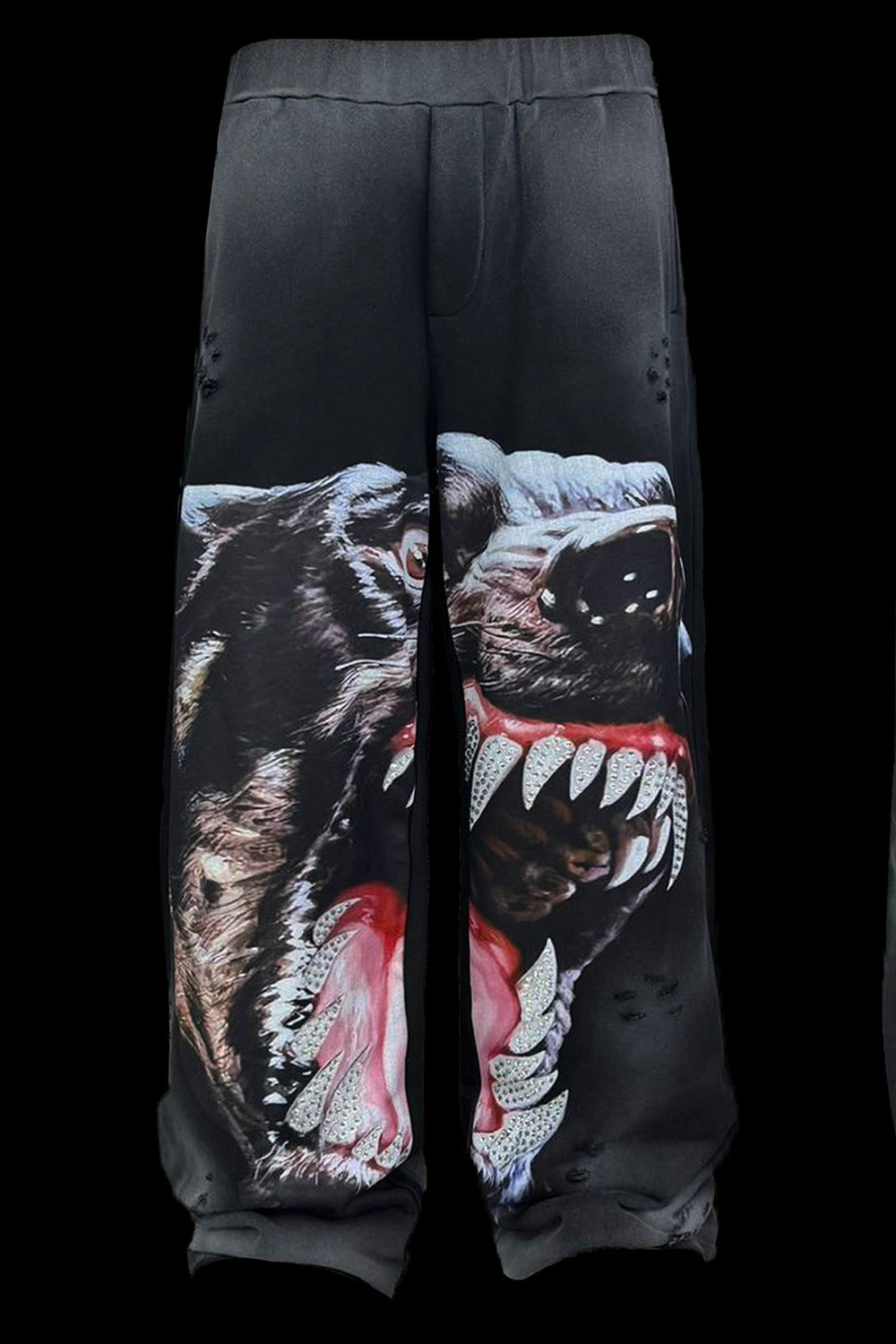 [99CLUB]Snarling Dog Print Sweatpants
