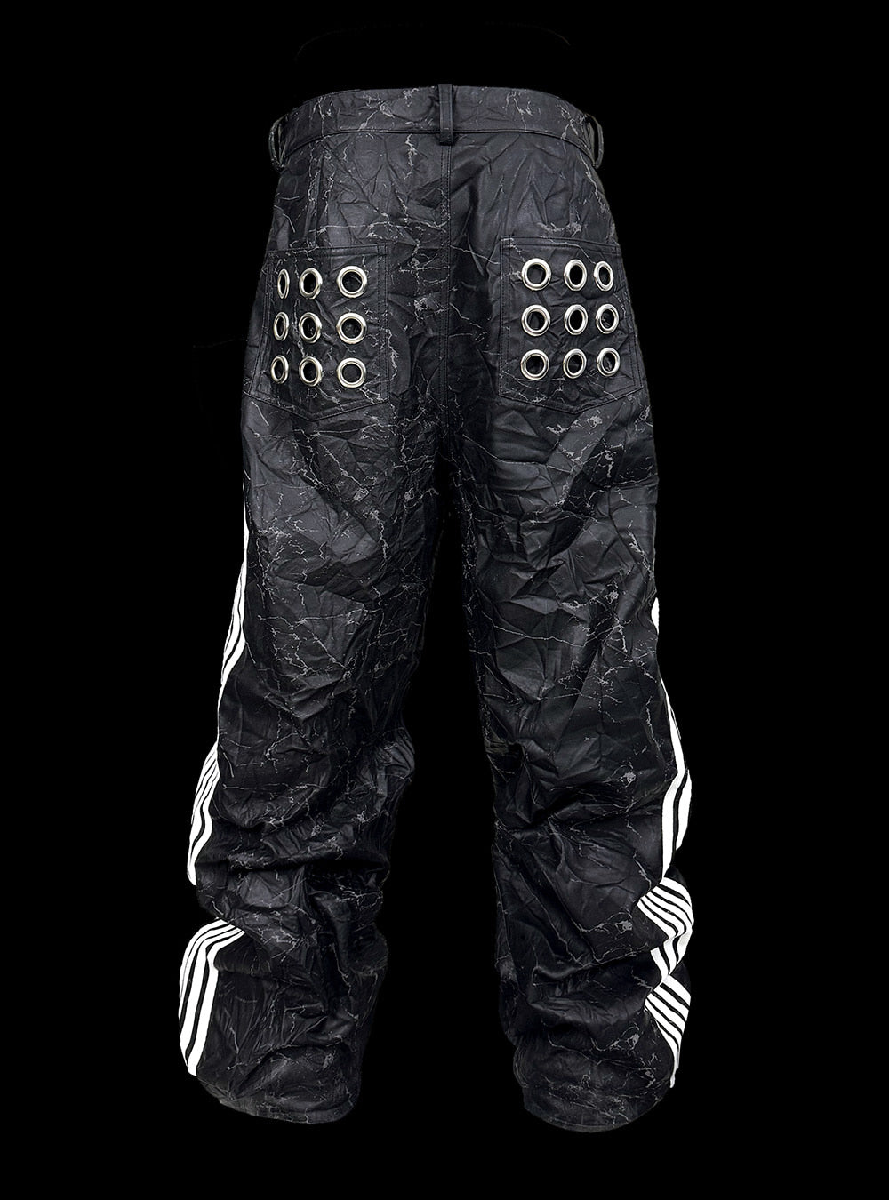 [99CLUB]Five-Stripe Crinkled Eyelet Pants