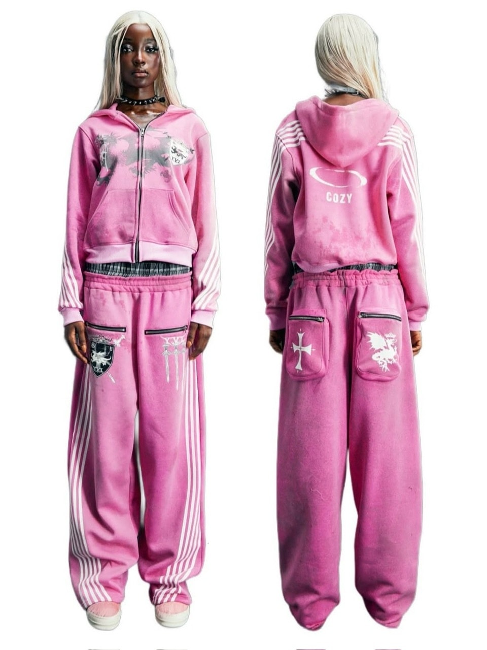 COZY WORLDWIDE ROYAL KNIGHT CLUB WAXED TRACKSUIT PINK