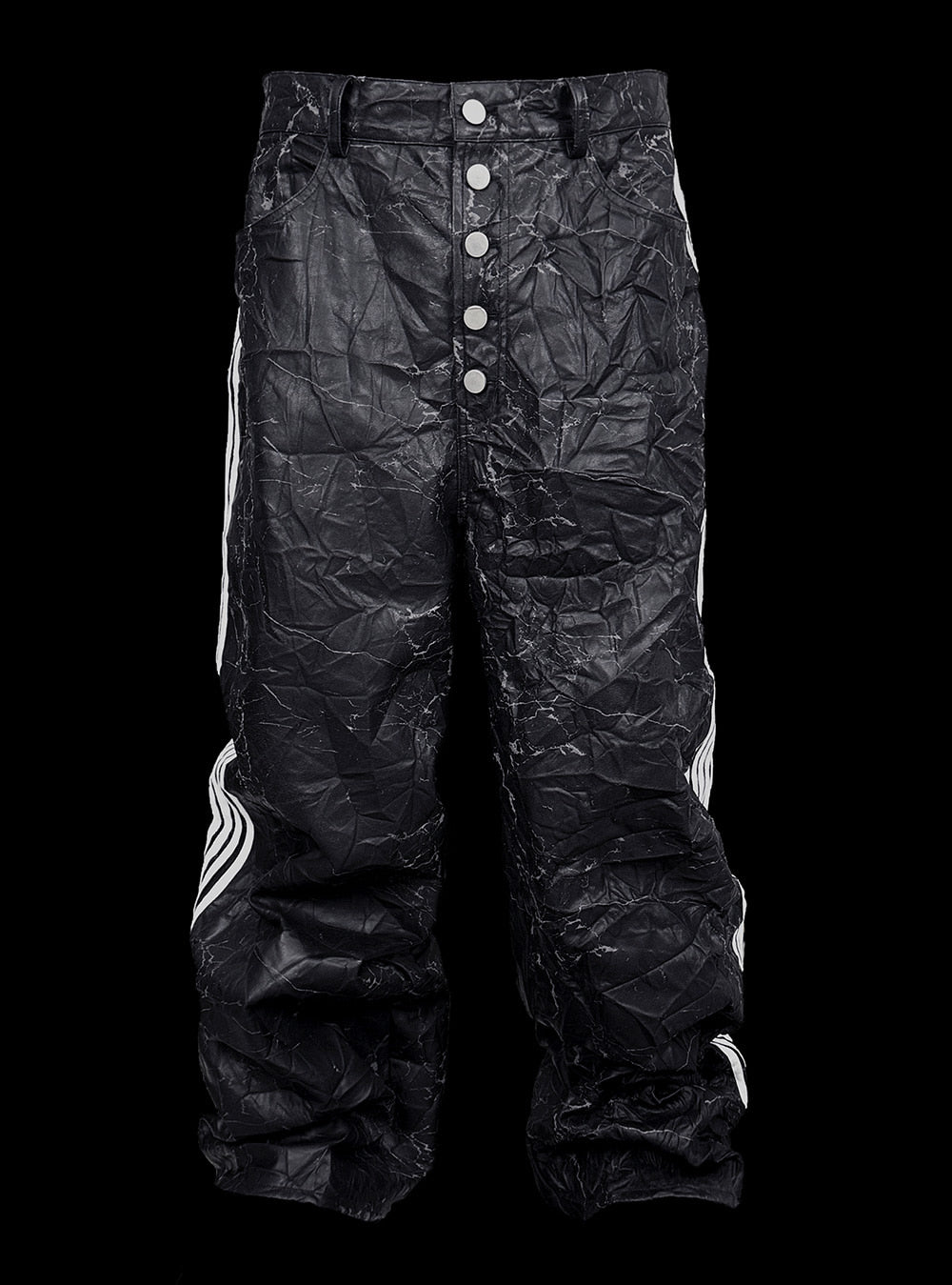 [99CLUB]Five-Stripe Crinkled Eyelet Pants