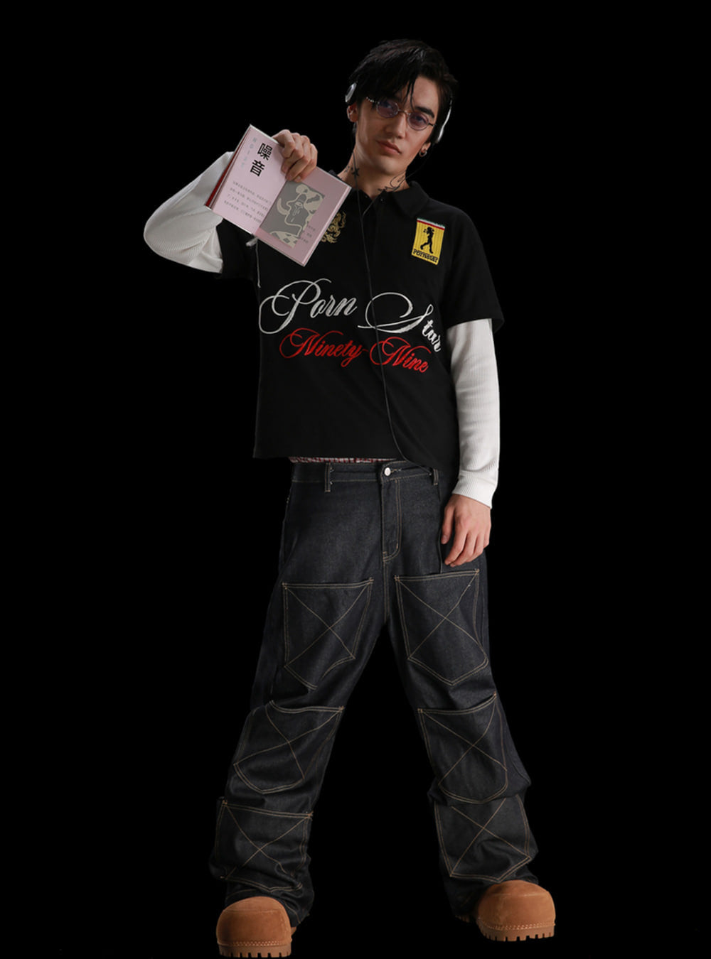 [99CLUB] Pornstar Embroidered Layered Polo Shirt