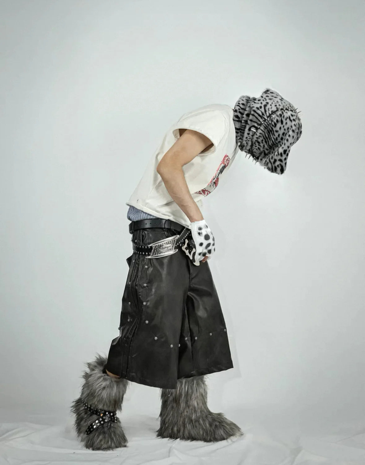 LOSECONTROLEDGE PU Leather Half Pants