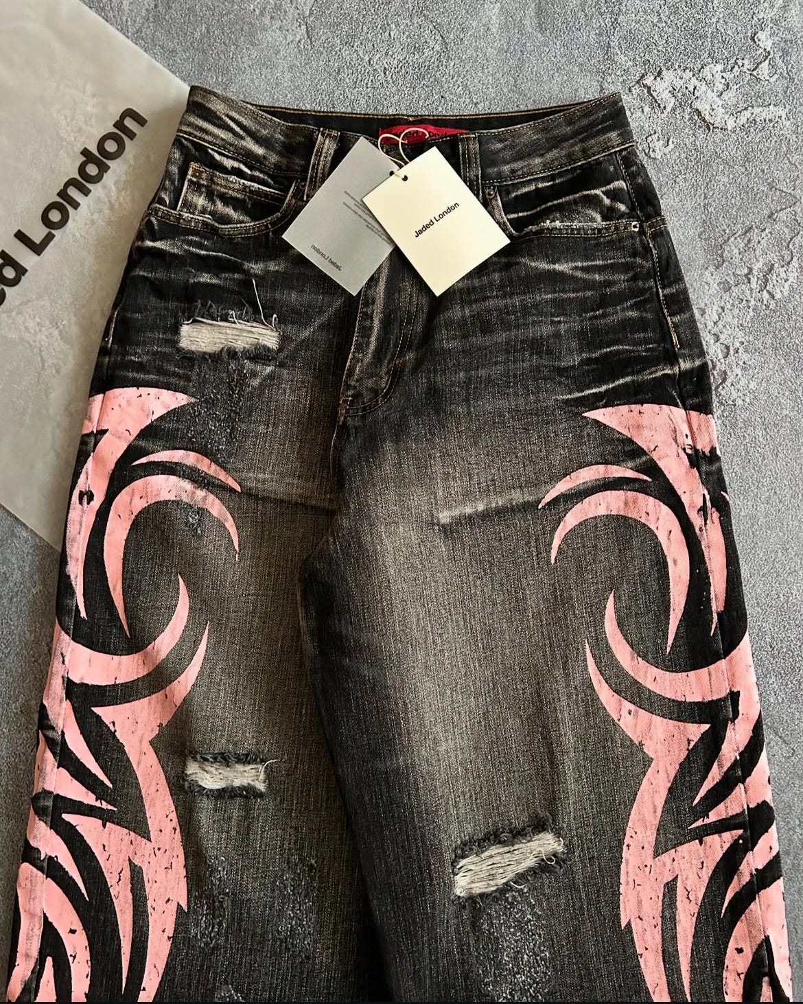 Jaded London Tribal Side-Print Wide-Leg Jeans｜ジェイデッドロンドン トライバル サイドプリント ワイドデニム