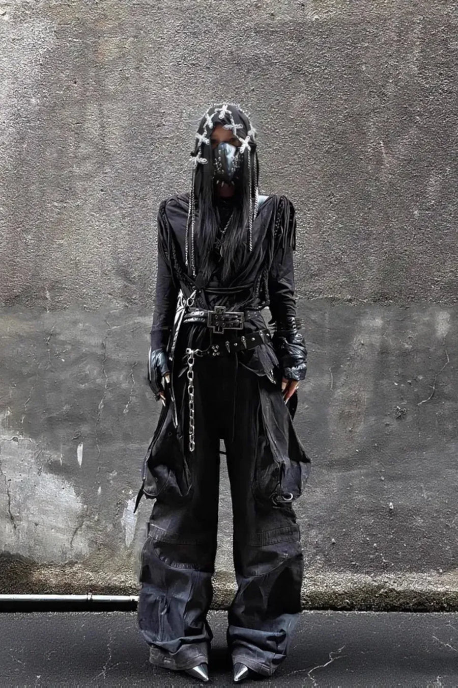 Brushed Dirty Painted Flared Cargo Pants