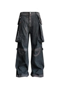 Brushed Dirty Painted Flared Cargo Pants