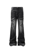 Cracked Whiskers Distressed Wash Flare Denim Pants