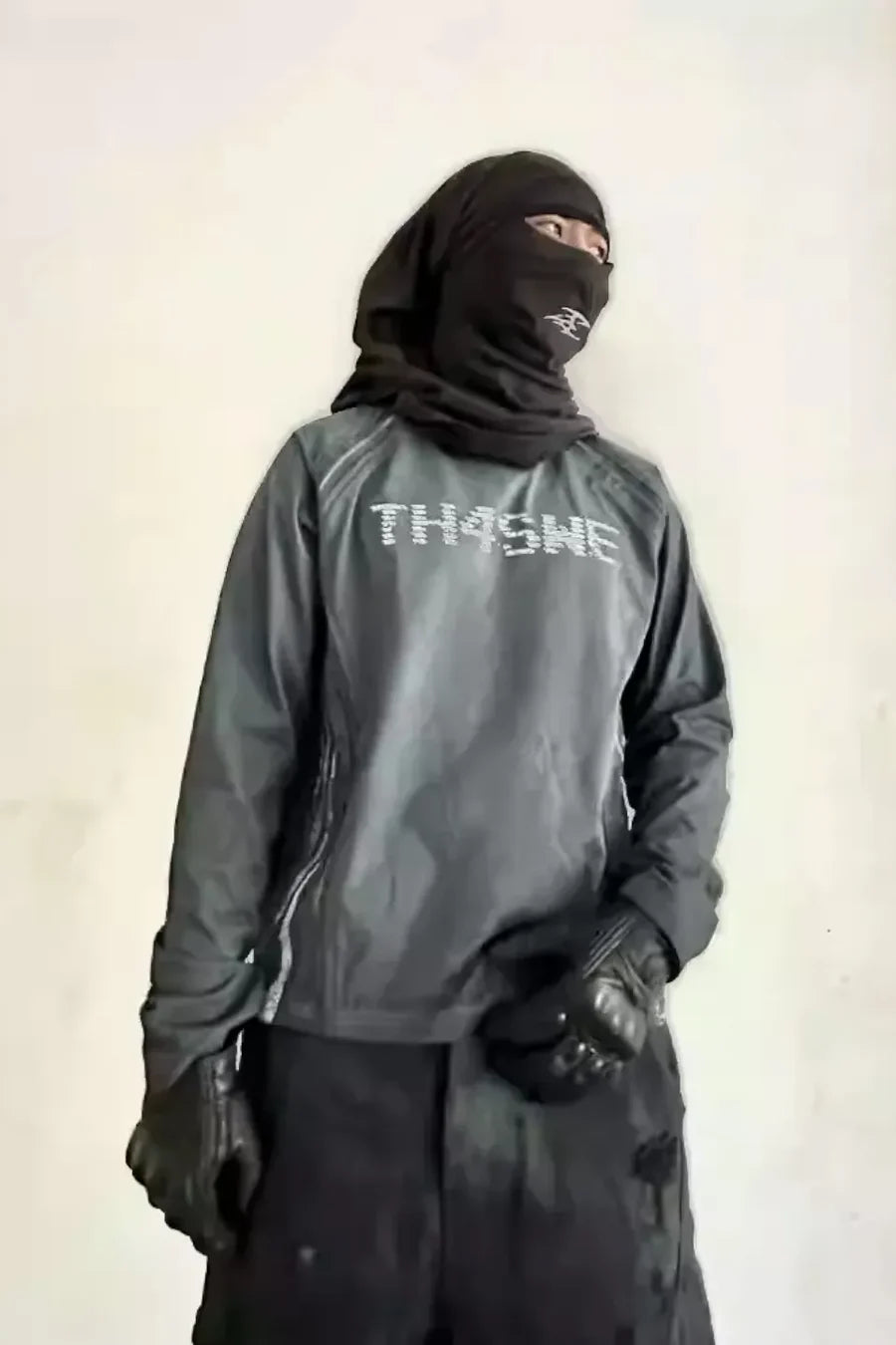 Cross Holy Flame Patchwork Waffle Long Sleeve T-shirt