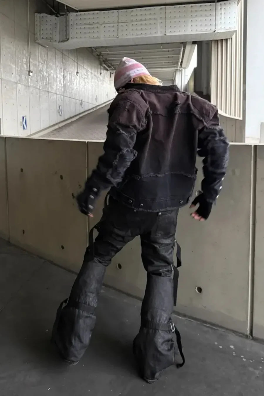 Dark Gradient Spray Paint Zip Up Motorcycle Jacket