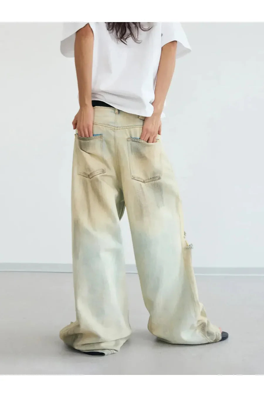 Mud Dye Ripped Jeans