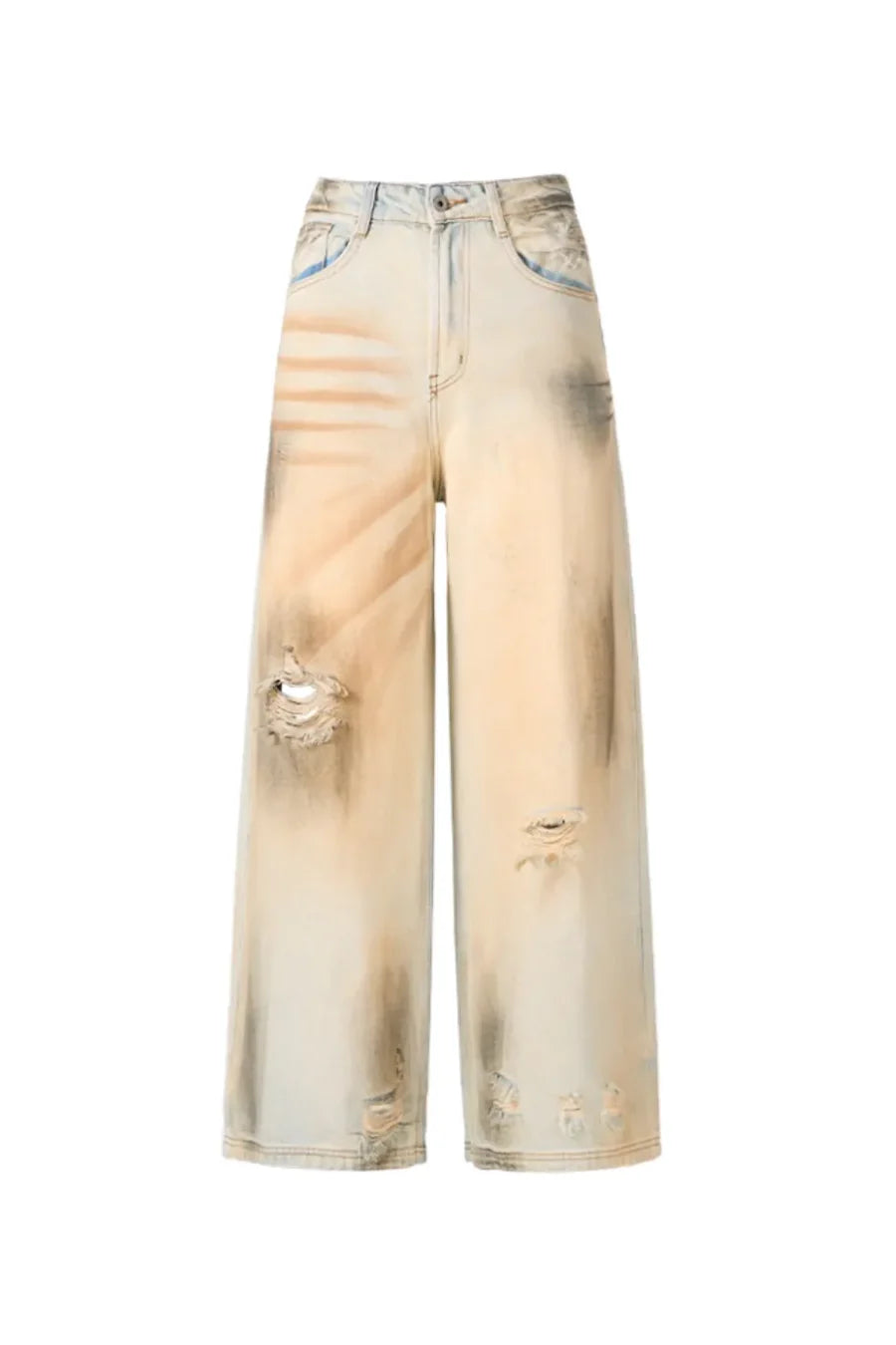 Mud Dye Ripped Jeans