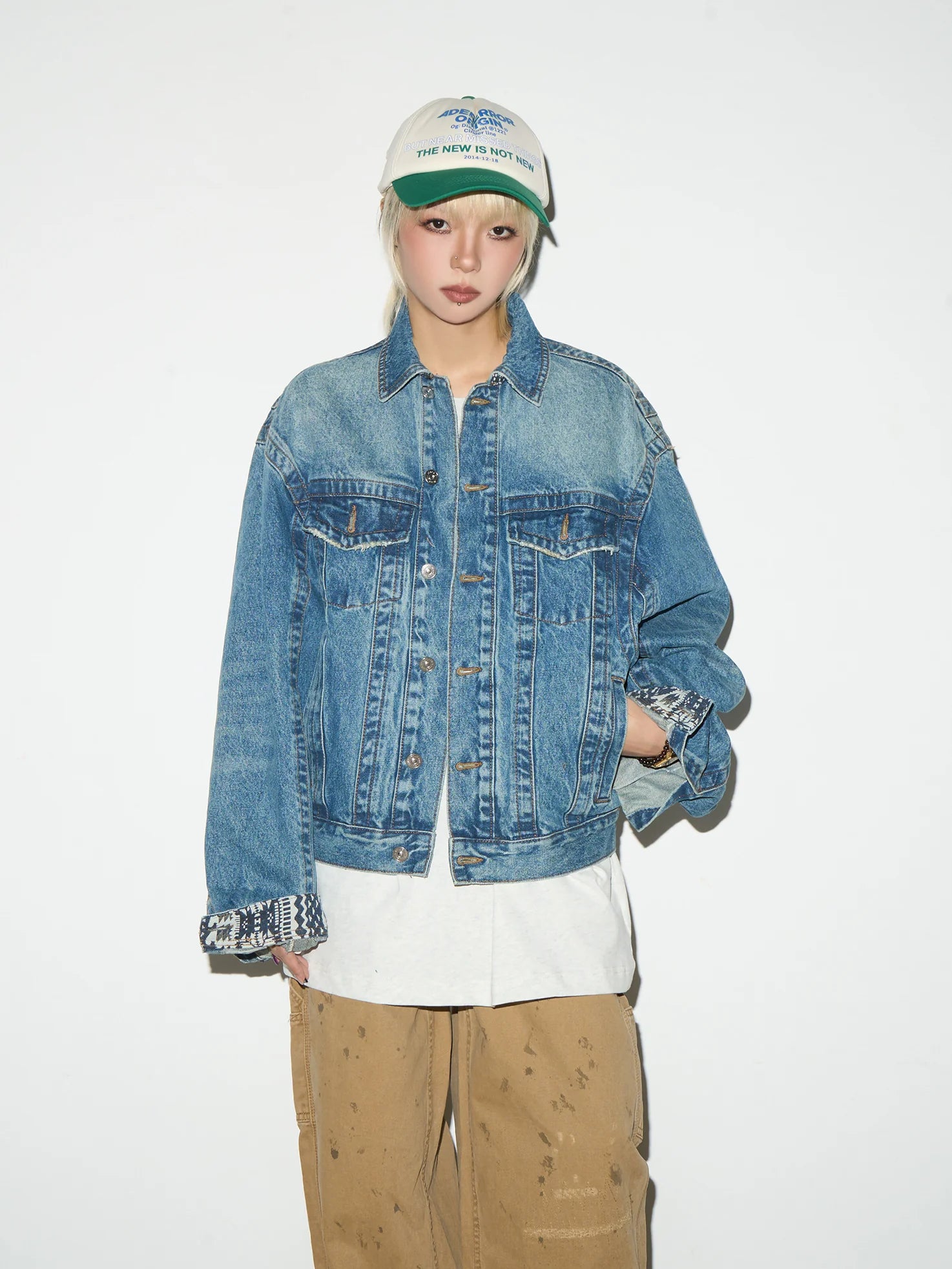 【MICHINNYON】Cropped boxy denim jacket