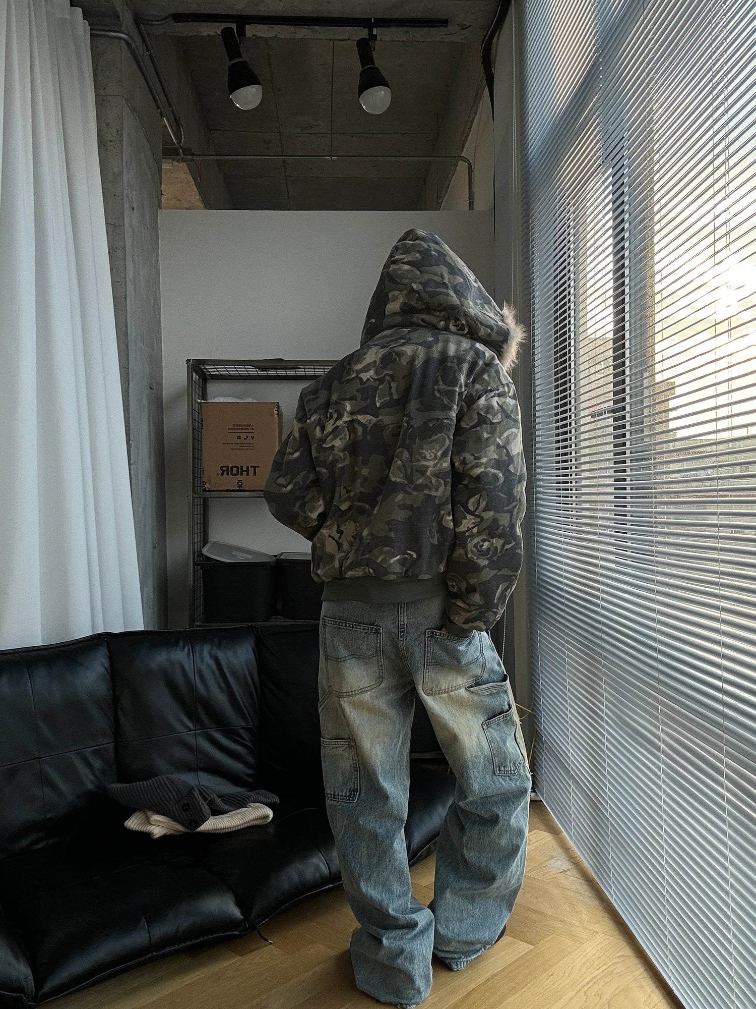 【MICHINNYON】camouflage hoodie jacket