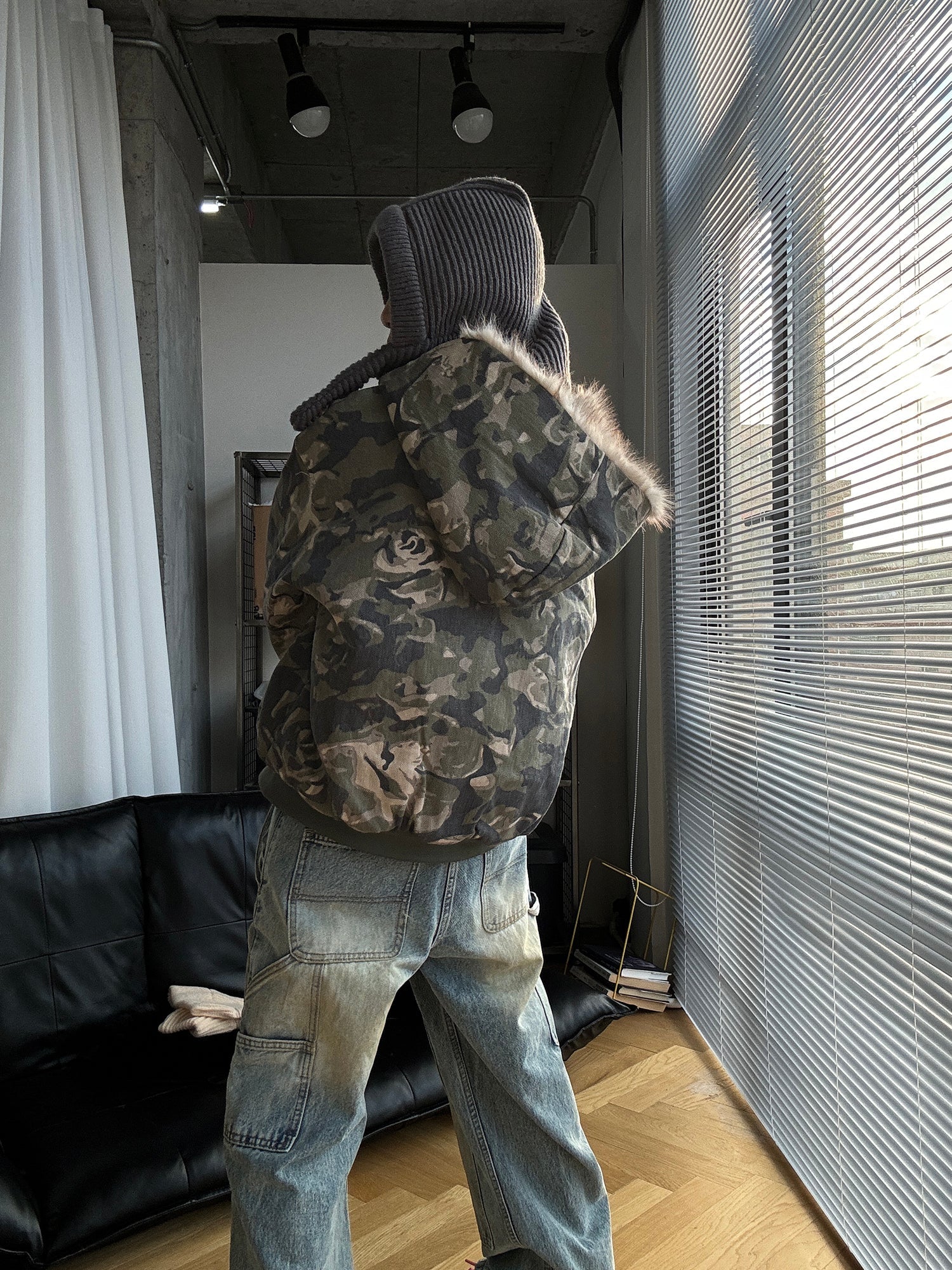 【MICHINNYON】camouflage hoodie jacket