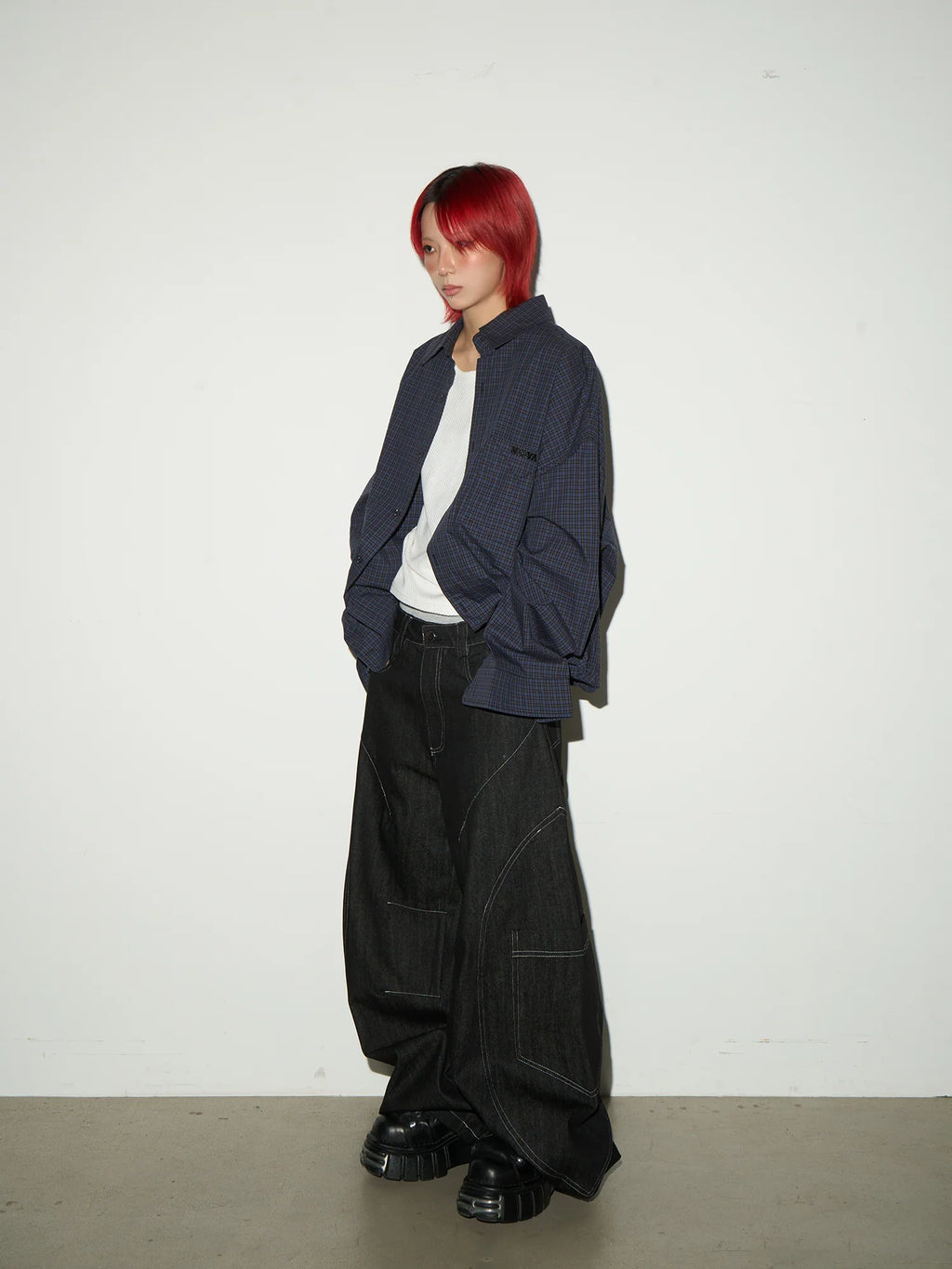 【MICHINNYON】Pocket design wide denim