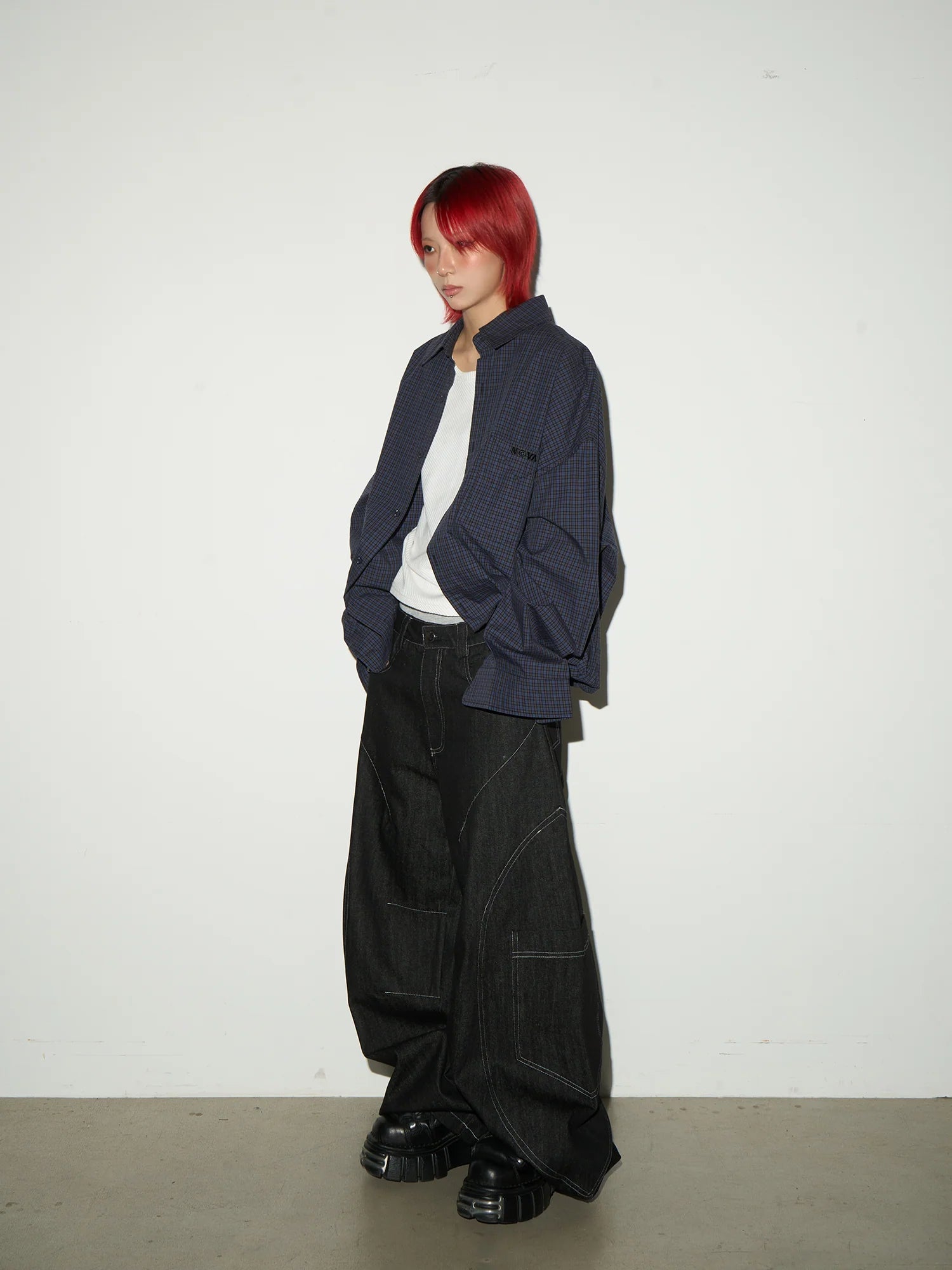 【MICHINNYON】Pocket design wide denim