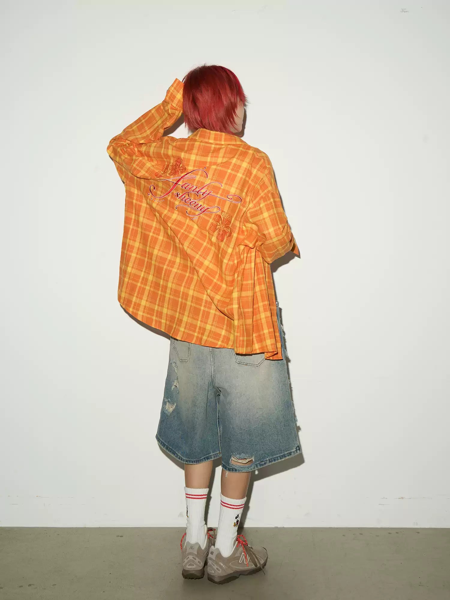【MICHINNYON】Distressed Loose Denim Shorts