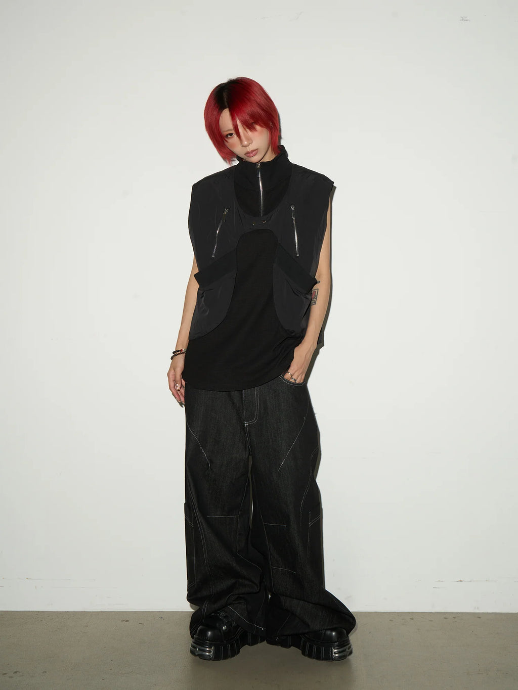 【MICHINNYON】Pocket design wide denim