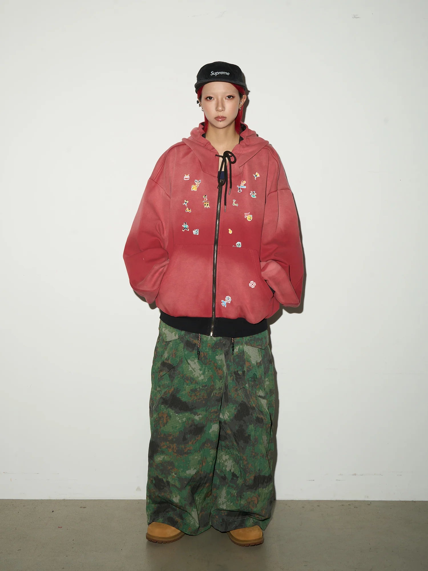 【MICHINNYON】Washed kid-trick hoodie jacket