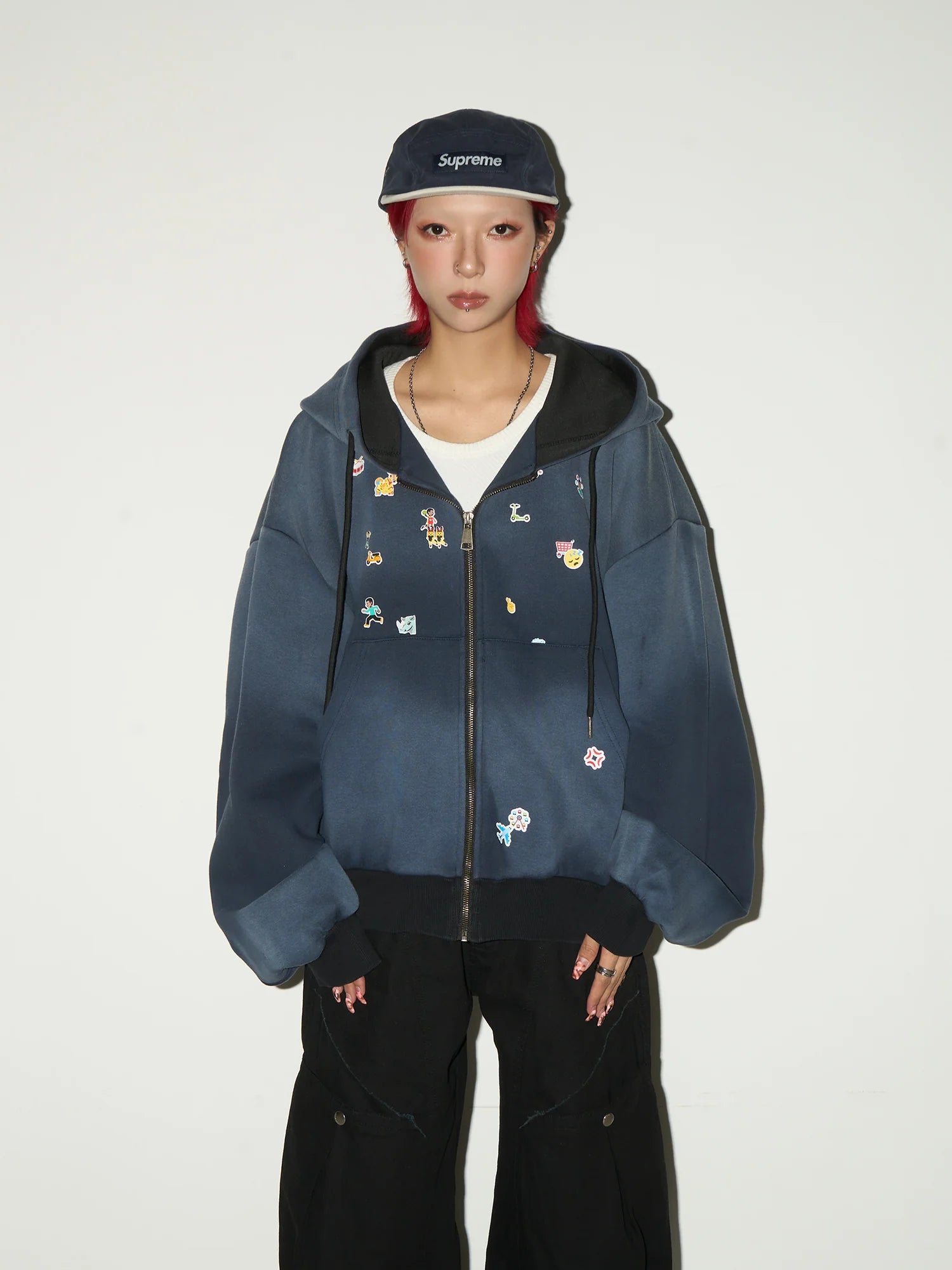 【MICHINNYON】Washed kid-trick hoodie jacket