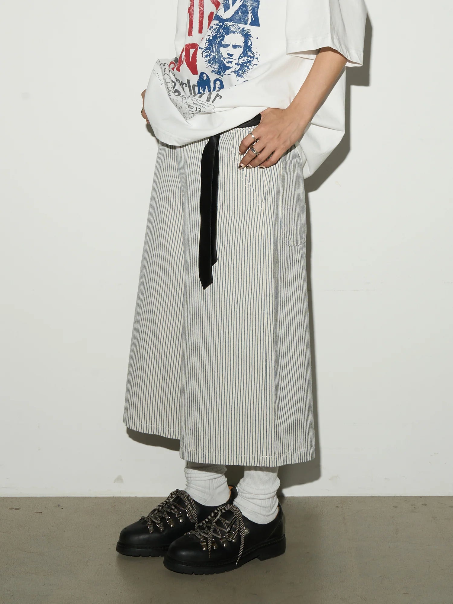 【MICHINNYON】Balloon silhouette stripe shorts