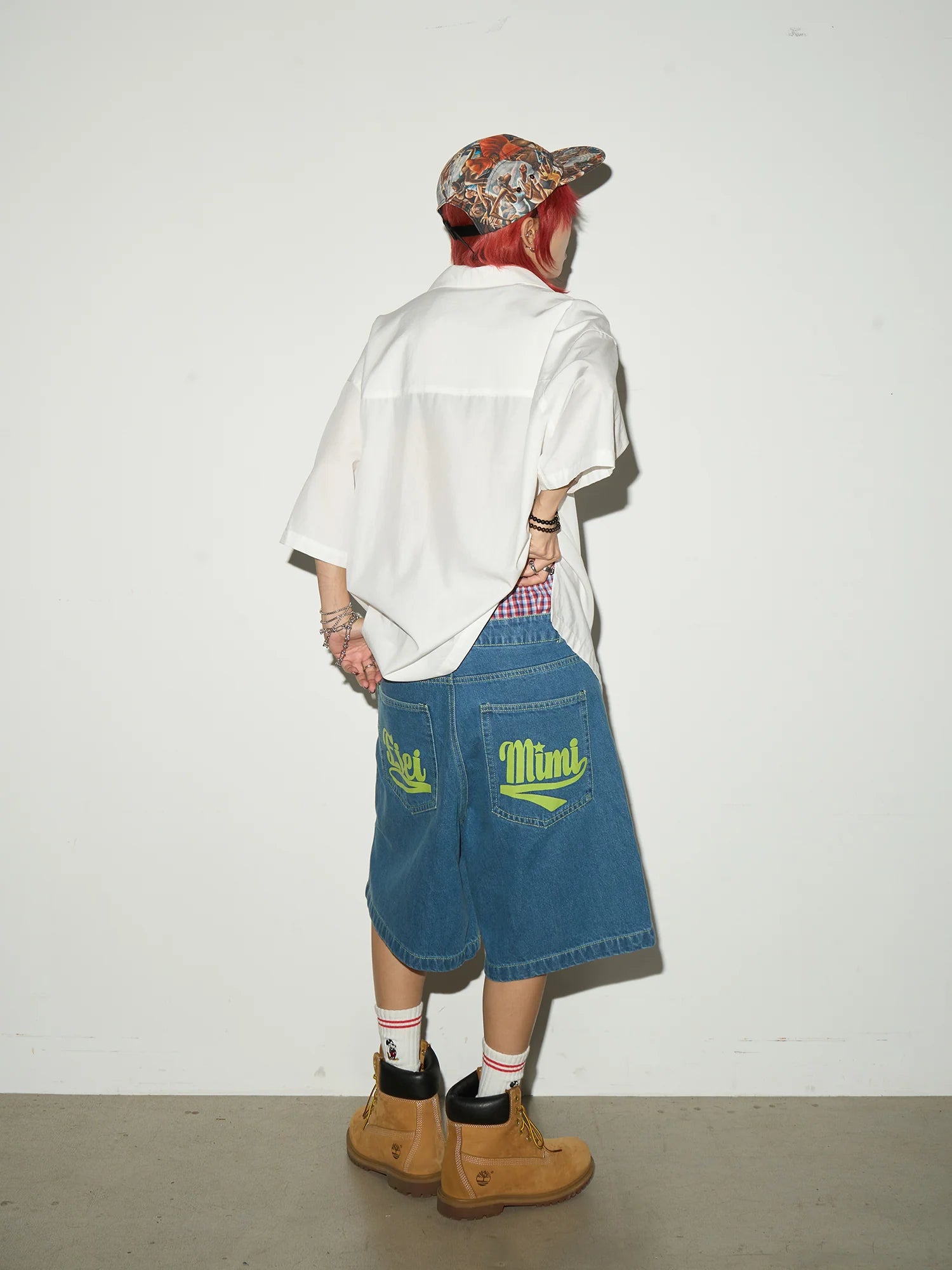 【MICHINNYON】Back Print Baggy Denim Shorts