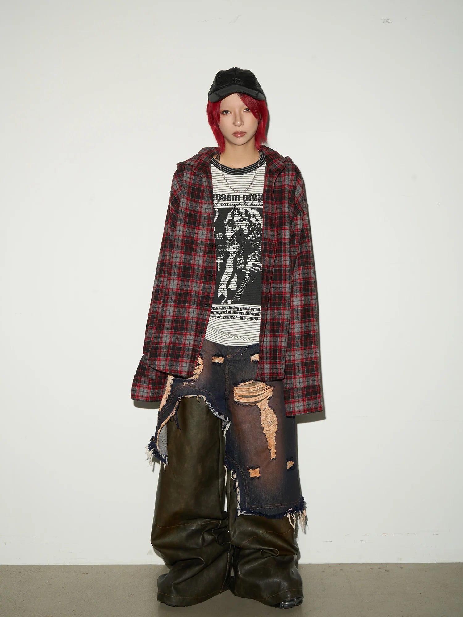 【MICHINNYON】Hooded check shirts