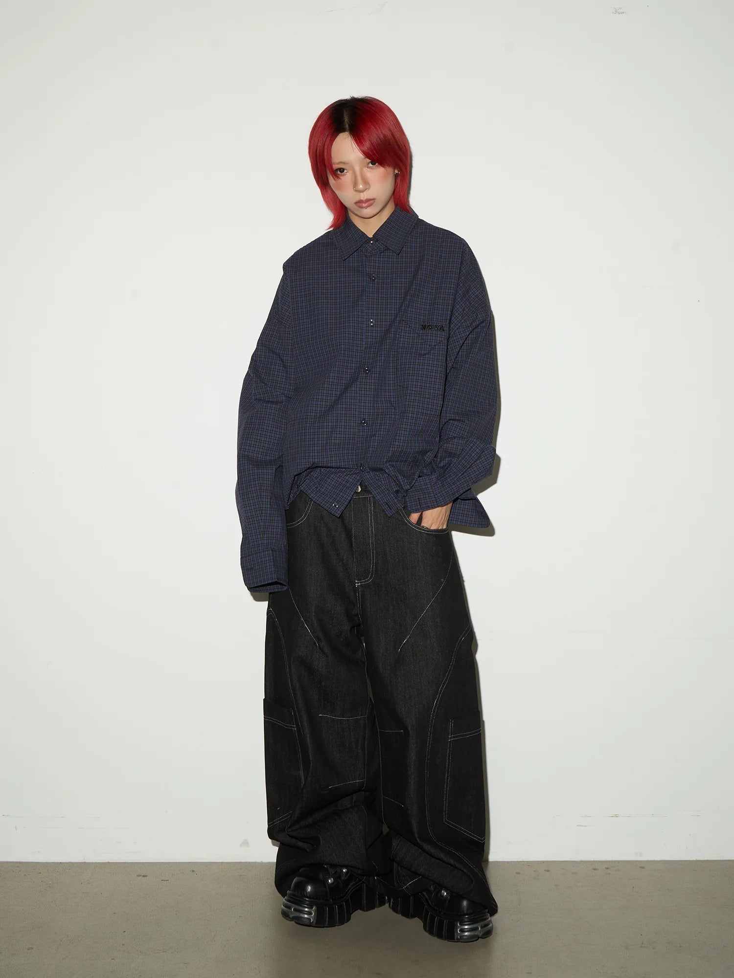 【MICHINNYON】Pocket design wide denim