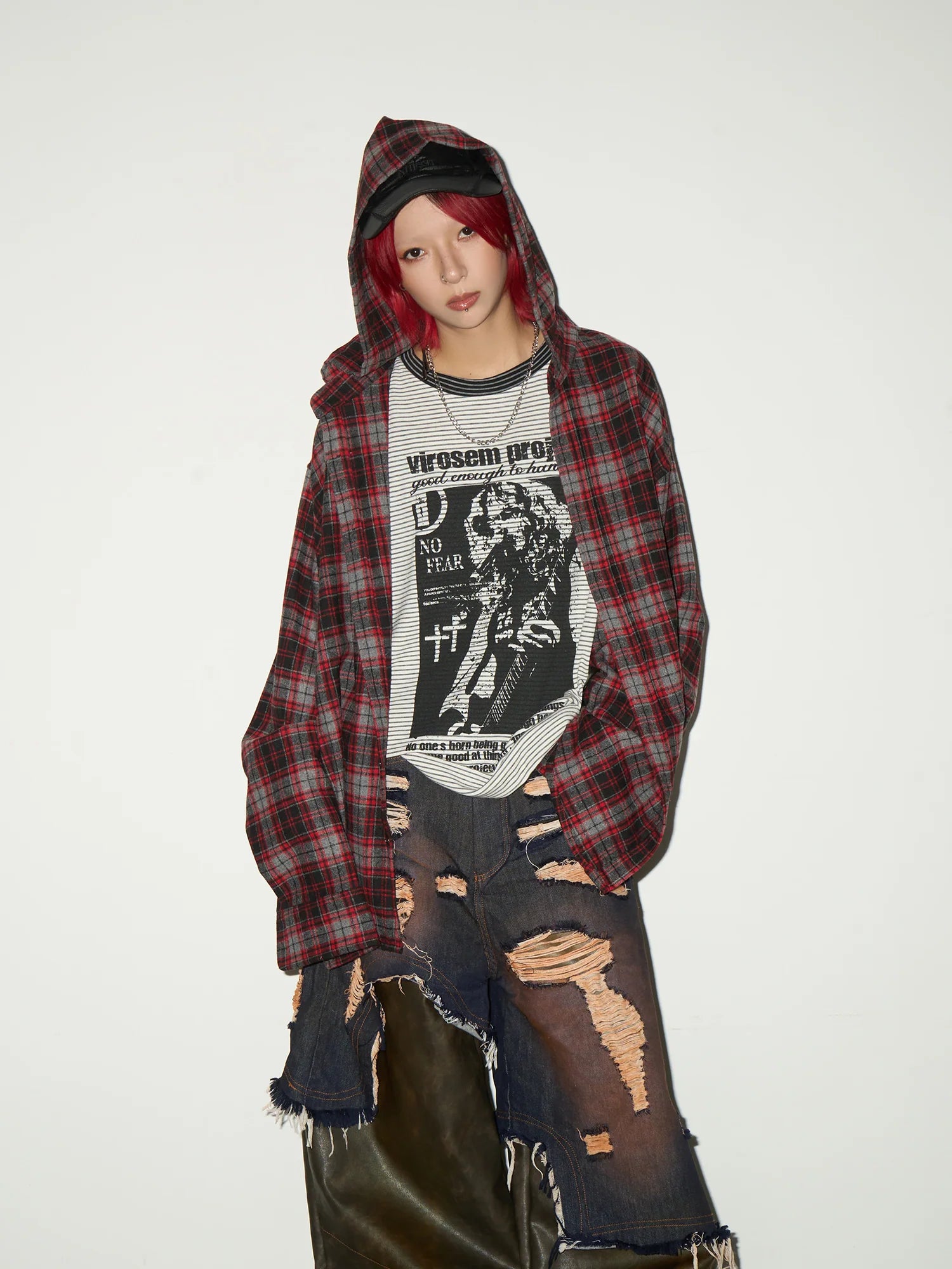 【MICHINNYON】Hooded check shirts