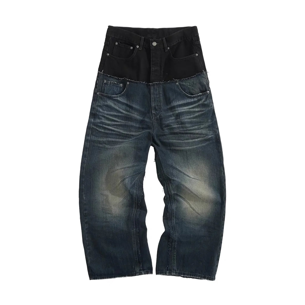 【MICHINNYON】Layered Waist Baggy Denim