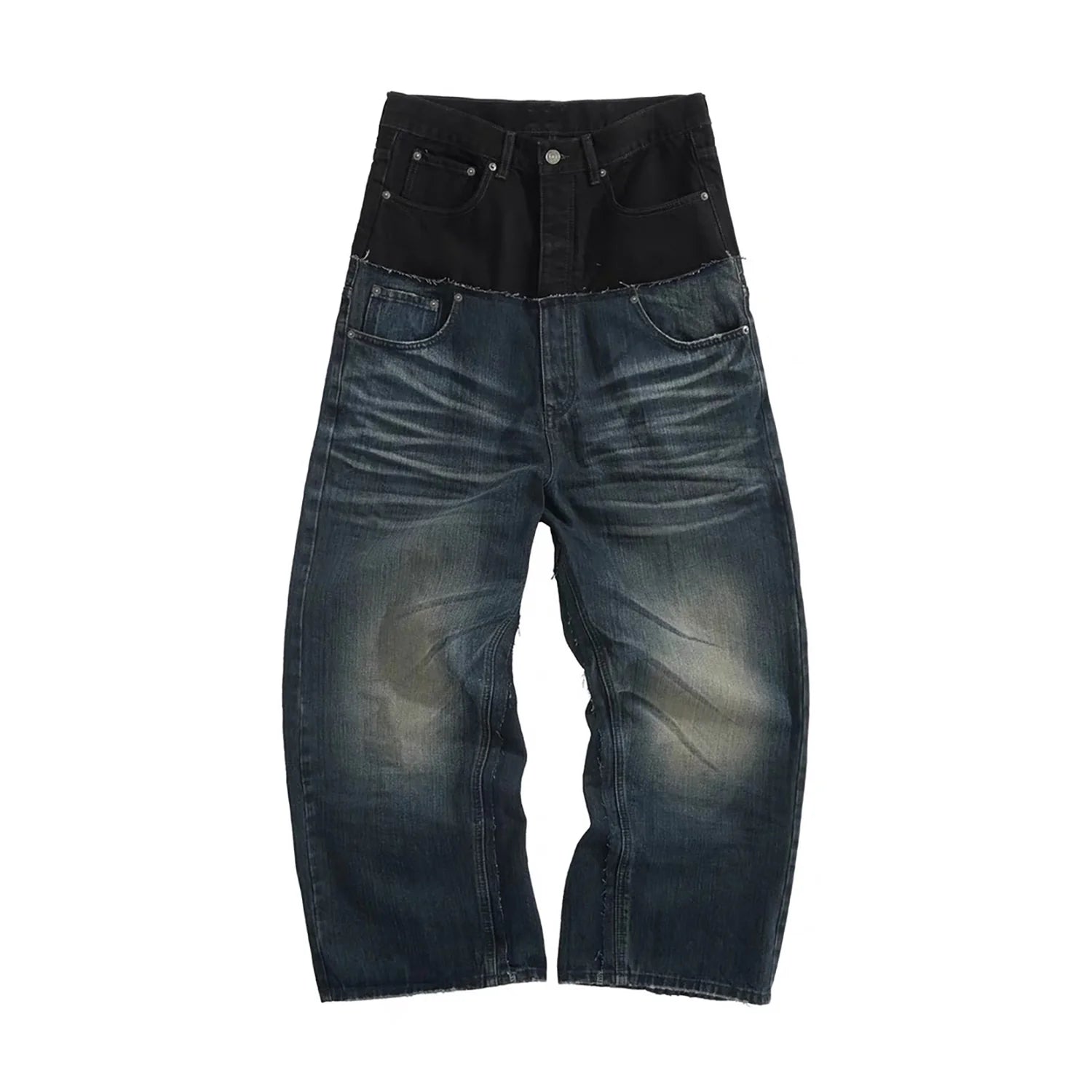 【MICHINNYON】Layered Waist Baggy Denim