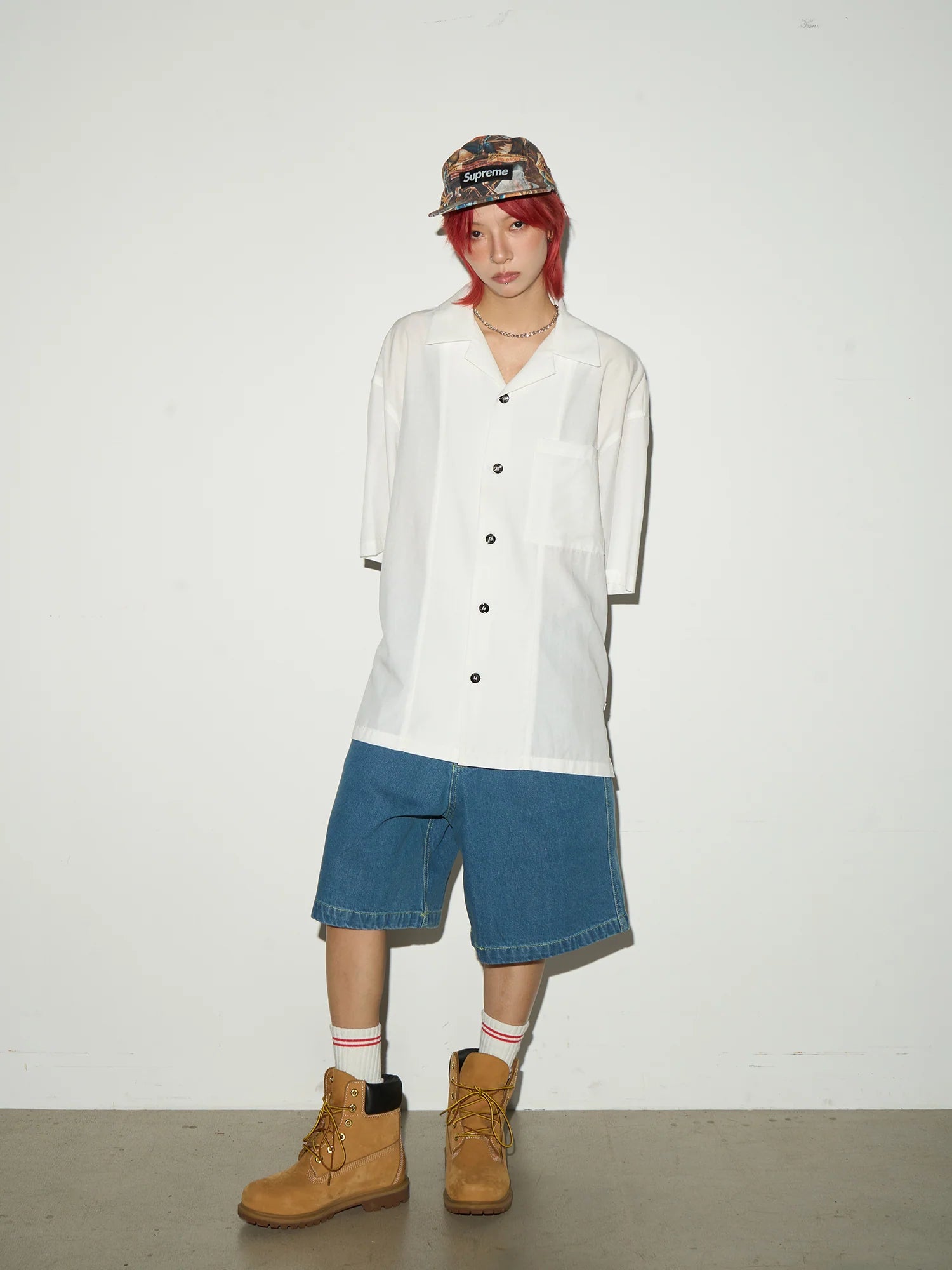 【MICHINNYON】Back Print Baggy Denim Shorts