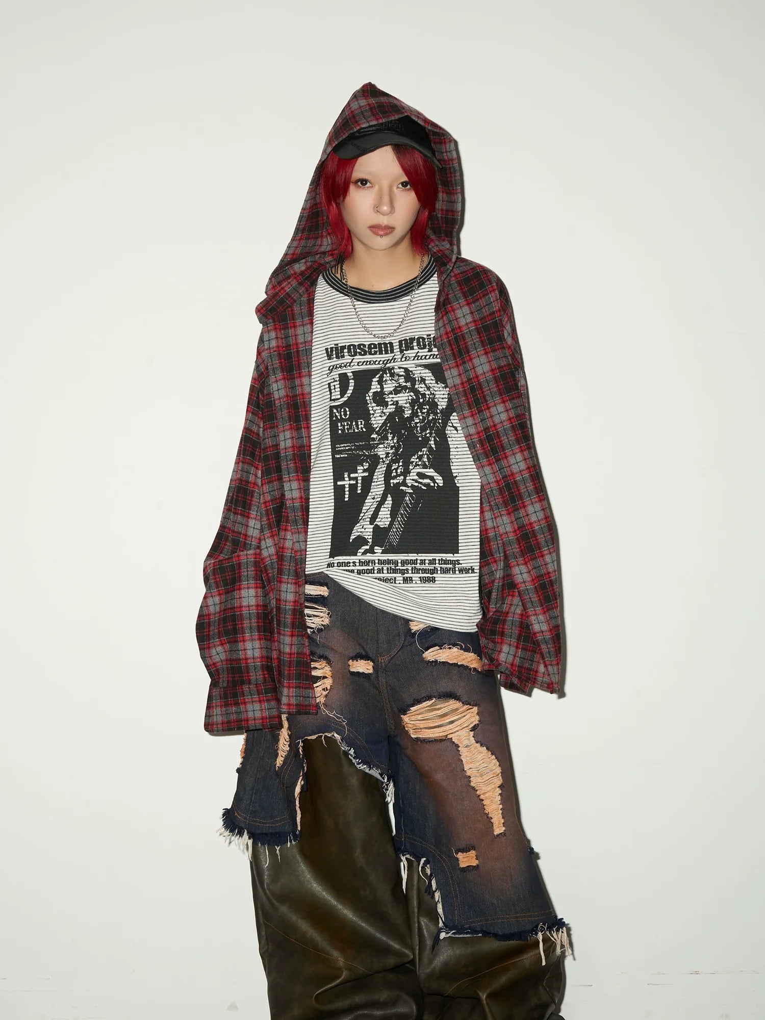 【MICHINNYON】Hooded check shirts