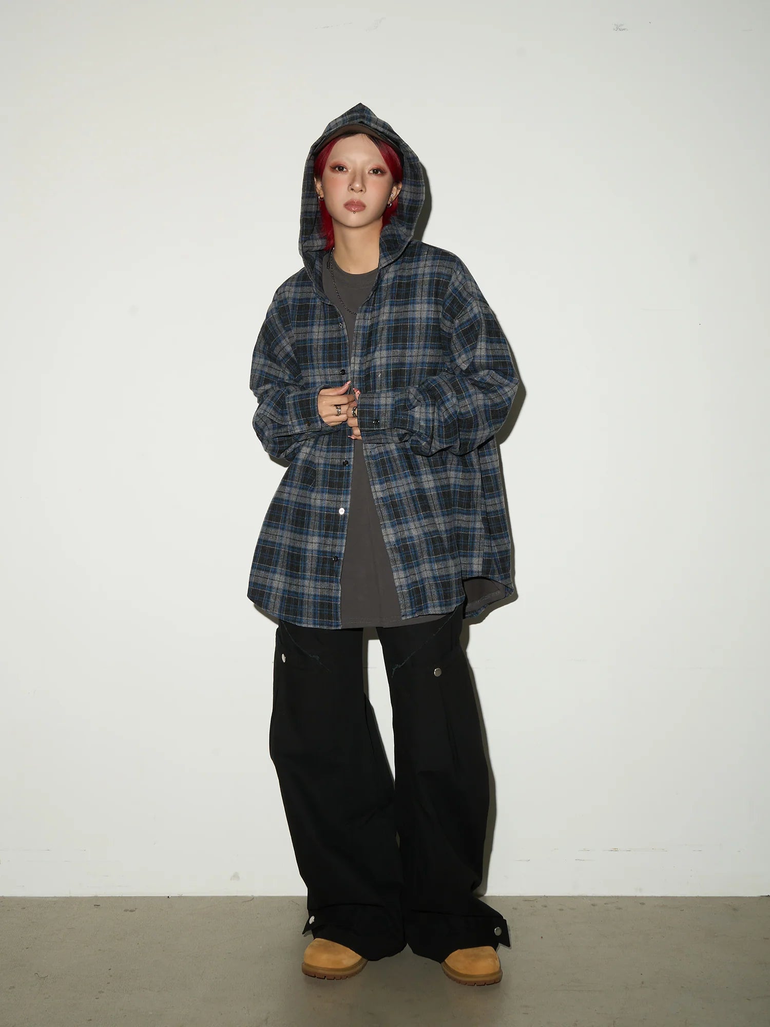 【MICHINNYON】Hooded check shirts