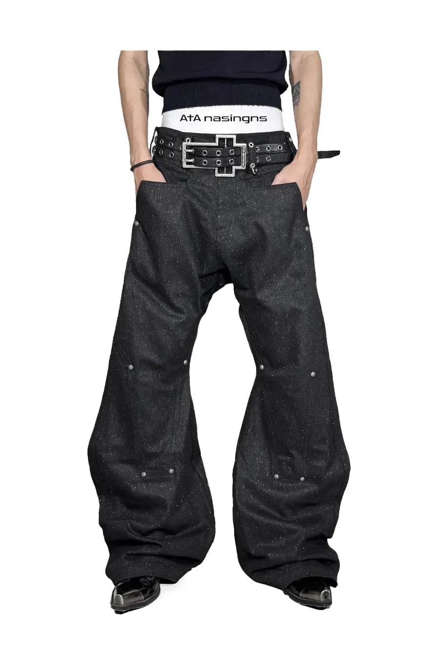 Silver Thread Metal A Shaped Curved Knife Original Cow Cut Denim