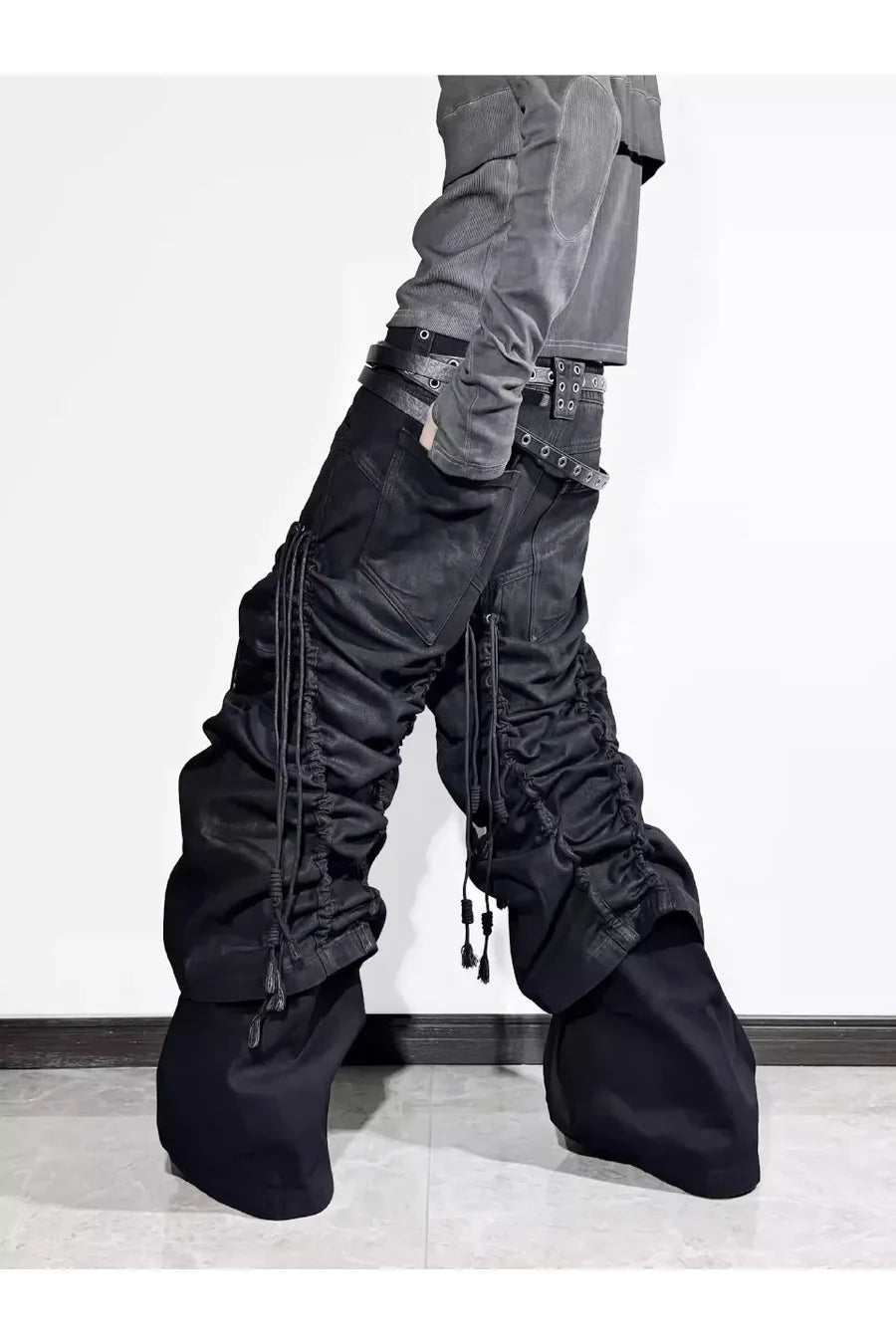 Structural Drawstring Metallic Brushed Trousers