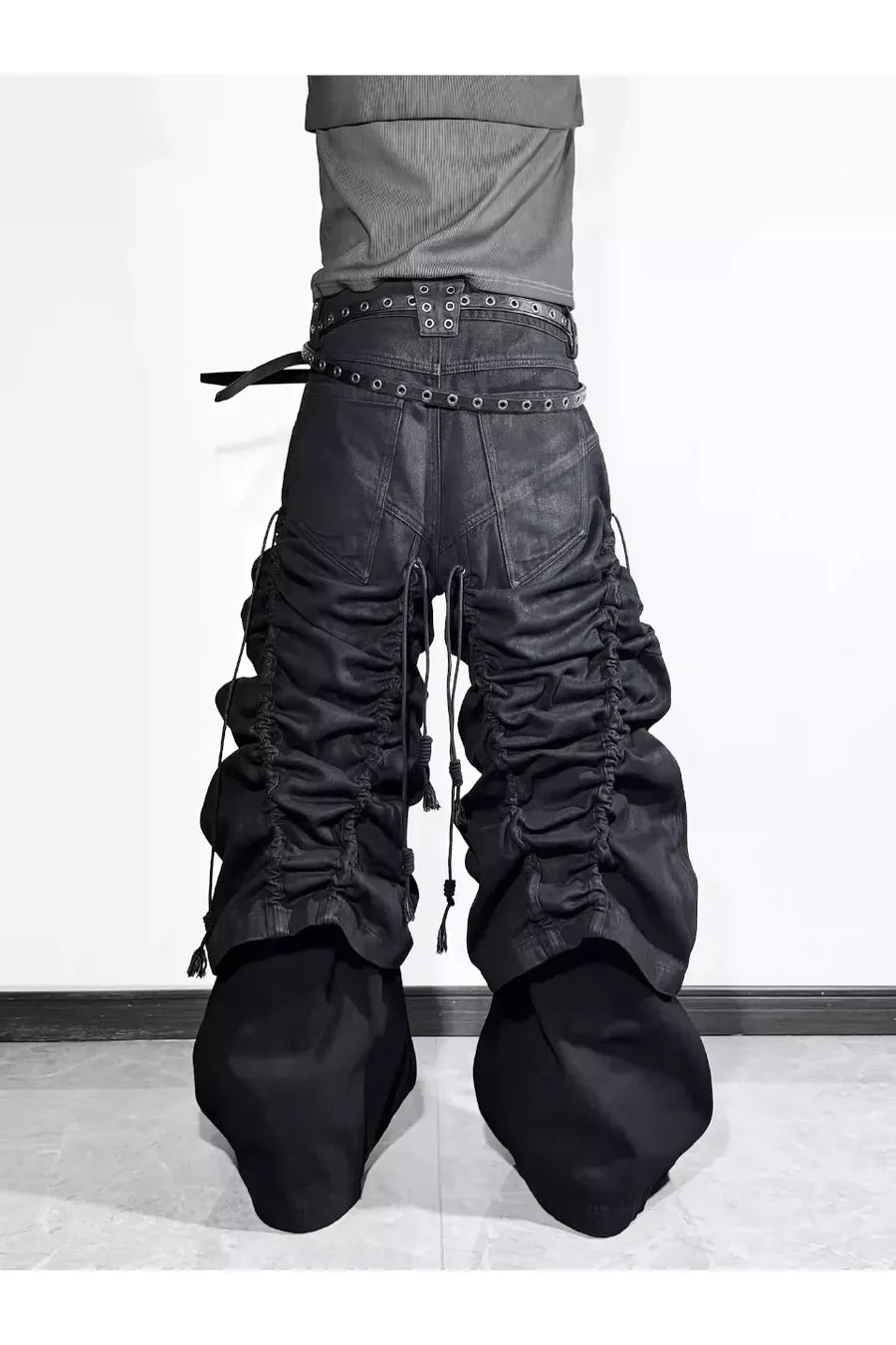 Structural Drawstring Metallic Brushed Trousers