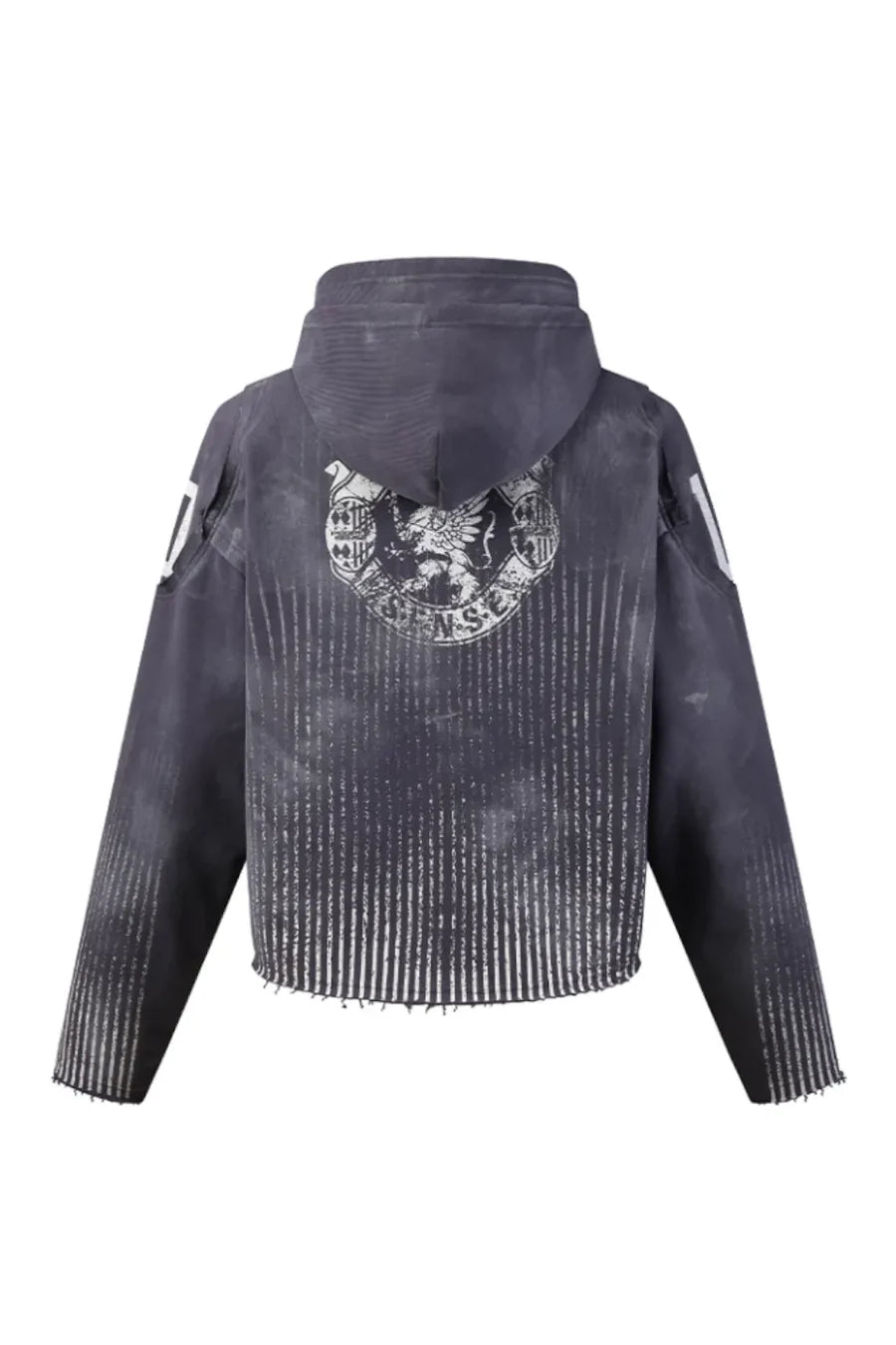 Vertical Striped Distressed Hoodie