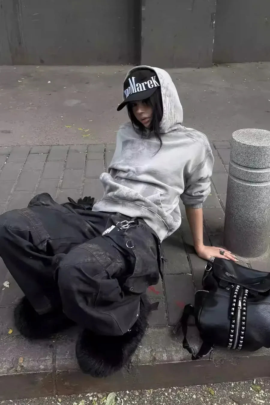 x FFF Soul's Eye Washed Distressed Spray Paint Over Dye Hoodie