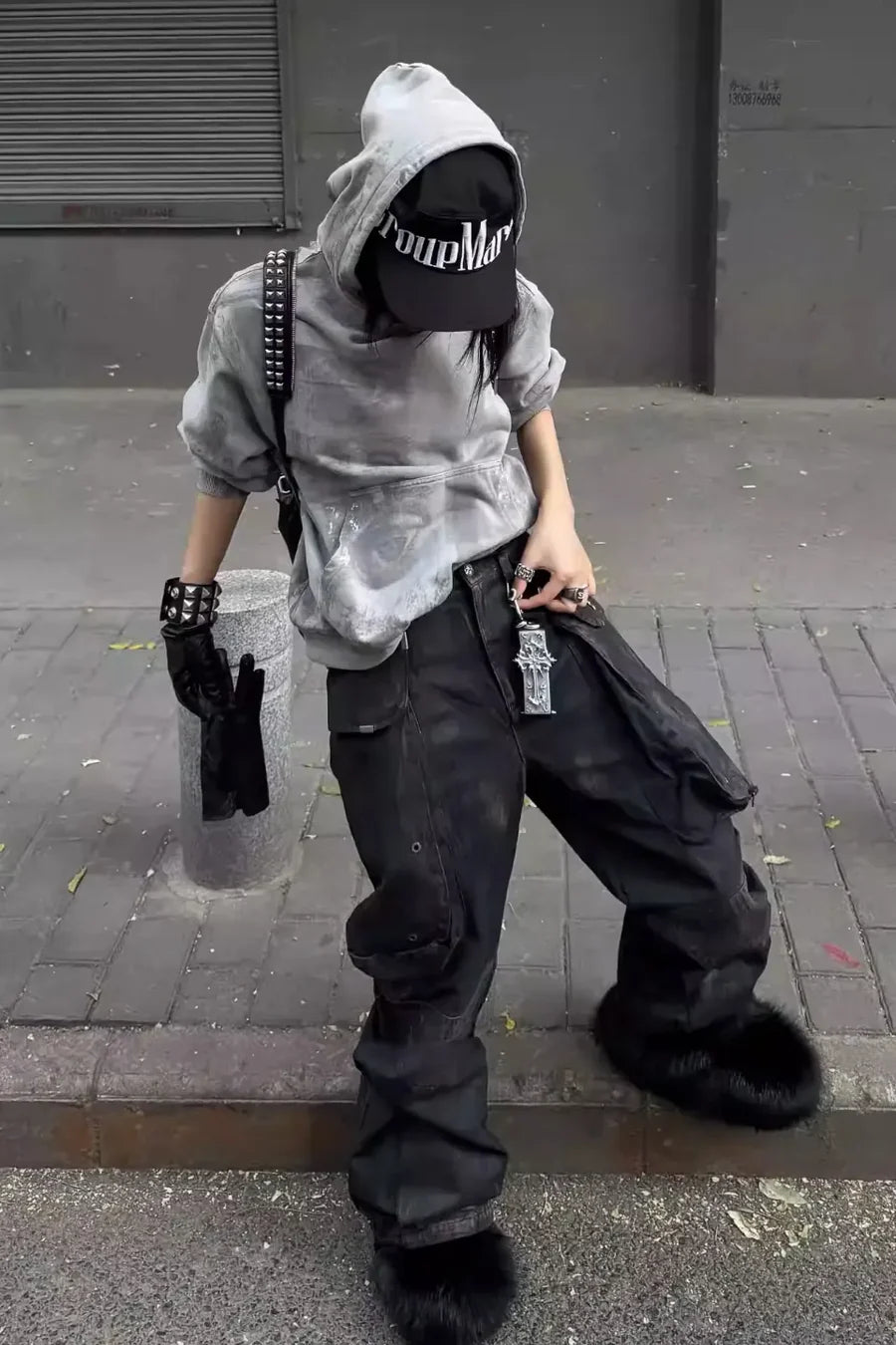 x FFF Soul's Eye Washed Distressed Spray Paint Over Dye Hoodie