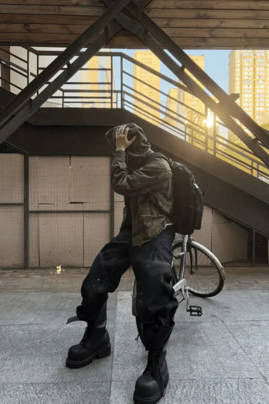 x GOJOYJINNI Armor Patch Distressed Biker Jeans